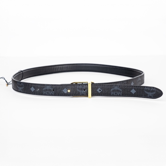 NWT | MCM Mode Mena Reversible Leather Belt Visetos Logo Gold Buckle - 90 cm main image 9